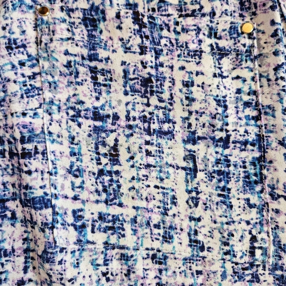 Apt. 9 Womens Blue And Purple Lightweight Button Up Blouse Size XS - Picture 5 of 10